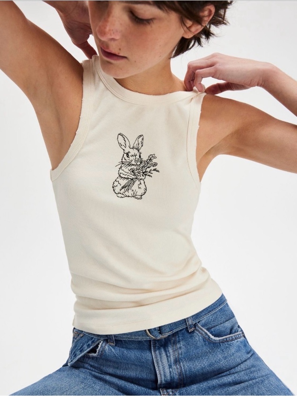 Free People Denim and Bone Garden Fairies tank. NWT. Bunny